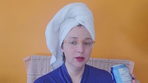 First Burping Video in Blue Robe with White Hair Towel and Red Lipstick