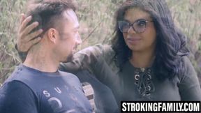 Stepsisters Keyla and Sheyla share dads friends thick tool