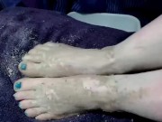 LauraSquirts feet needed spa treatment Mud, rub, wash ,lotion, painted nails