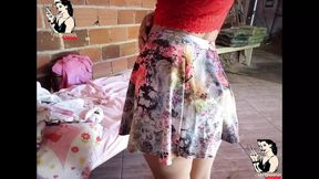Sexy girl with beautiful eyes and juicy tits sucks a big black cock in the building