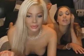 Blonde and Brunette Lesbian Babes with Sex Toys on Webcam