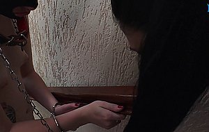 Spit slave enjoys her mistress's saliva