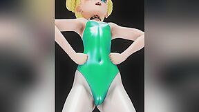 Hentai Mmd Alicia Bass Knight Dance 3d Blonde Girl Soft Green Suit Color Edit Smixix