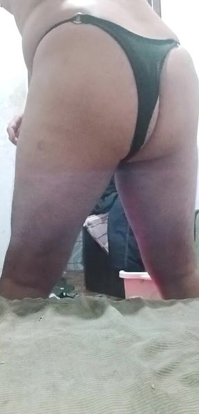 Naughty Guy Sitting in a Panty Deodorant