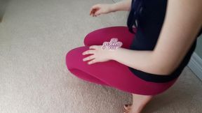 7+ minutes of My workout and stretches on the floor in hot pink pants.