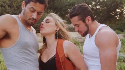 Deeper. Naughty cowgirl Anna Claire devours two hard cocks