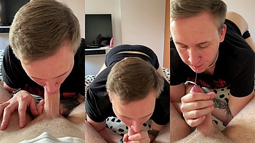 Deepthroating him 'til He Cums Hard in my Mouth