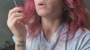 The heavy inhalation of thick cigarette smoke give me a horrible cough