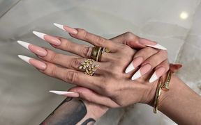 French Manicure Long Nails and Long Fingers