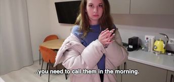 Brunette girl fucks a stranger after sharing a room with him POV
