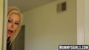 Stepdaughter turns on by watching her stepmom naked