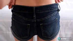Teen pixie strips and sticks her tight butthole in your face