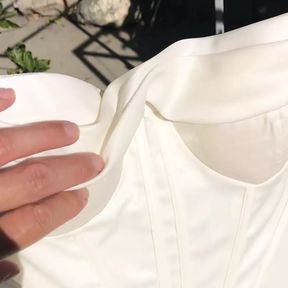 Cell Phone Video of Gorgeous White Satin Gown getting Peed on