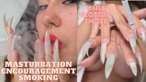 (1080p) Pure smoke show, mesmerizing with long natural nails, red lips and smoking!