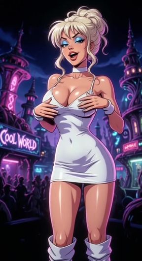 Professional AI-generated animation of a hot blonde with big tits