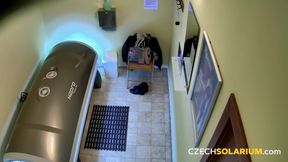 Czech Solarium 28: Brunette’s Pussy on Full Display