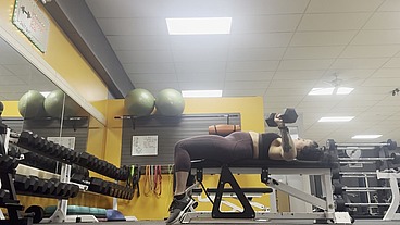 SFW Chubby Girl Workout Chest Exercise