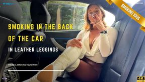 Smoking In The Back Of The Car In Leather Leggings