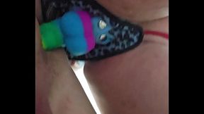 Rainbow Peg POV: BBW dominates with anal close-up