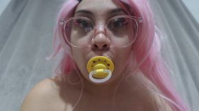 My Indian Stepsister Pacifier and masturbates while pacifier and shows her big tits in cosplay costume then has an orgasm while pacifier