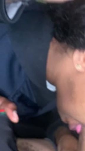 Throating daddy dick at work