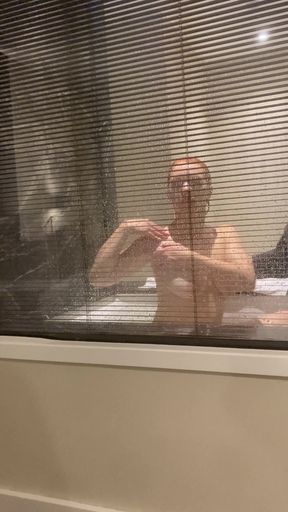Invisible Cam in the Hotel Bathroom, Watch on the Pregnant Redhead Woman in the Hotel Bathroom with Window
