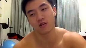 Hot Muscle Taiwan Rocky Showing Dick, Ass And Cum On Cam