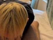 On a business trip a horny guy offered to suck his hard dick for money to his straight colleague
