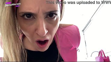 Petite Latina DivinaMaruuu sucks and deep throats his huge cock in a hot