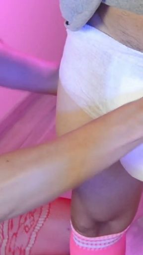 DIAPER and PISS ENEMA treatment for SISSY husband in CHASTITY   Clip 1