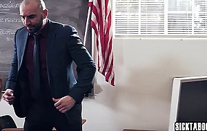 Meek blonde teen fucked by a dirty teacher and bad principal