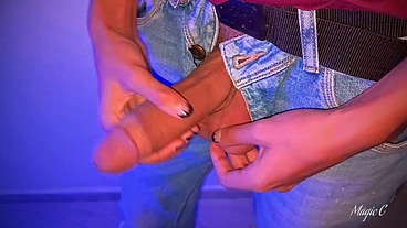 POV you are my voyeur friend and I invite you home to let you watch as I jerk my big cut latino cock until I shoot a big thick cum load - Magic C
