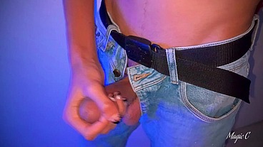 POV you are my voyeur friend and I invite you home to let you watch as I jerk my big cut latino cock until I shoot a big thick cum load - Magic C