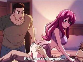 Step brother catches step sister banging with boyfriend and joins 'em Trio