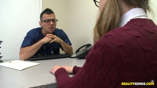 Young Blonde in Glasses Victoria Kennedy Sucks and Fucks a Big Dick