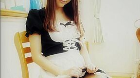 Your Japanese Maid On The Table Rubbing Her Pussy