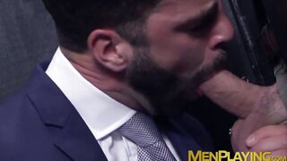 Suit daddy Hector De Silva pounds hunk after glory hole suck