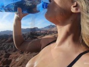 Busty College Girlfriend gets Anal Plug Fucking Outdoors POV - Molly Pills