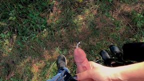 naughty nature handjob - outdoor male pov handjob huge cum