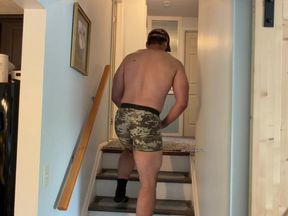 Bearded Muscle in Camo Boxer Briefs