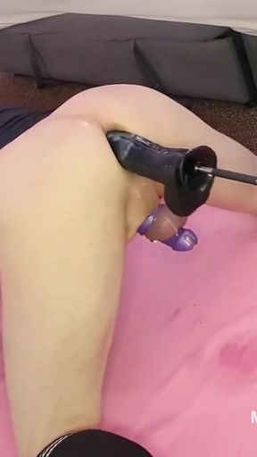 Thrilling moment from &quot;DILF getting ass fucked in chastity with huge black dildo&quot;