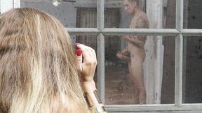 Chubby MILF Peeping On A Jerking Off Boy