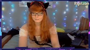 redhead american shemale maid in glasses and stockings shows off her tight asshole