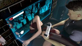 Reverse Isekai - Videogame Chick Rides dick too well