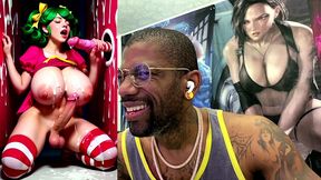 transgender candy lover cumming while jerking off a candy cane cock and getting cummed on, ai generated