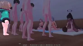Asuna Karin Shiroko's Anime Group Sex Adventure Begins