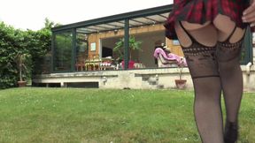 The Older Women Are Masturbating Each Other and Pleasuring Themselves with Dildos in the Garden.