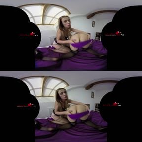 StockingsVR - Strapon dildo lesbians with wet panties