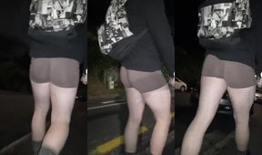 Sissy Fat Ass Walk Destroyed by Public Cum Gush Humiliation