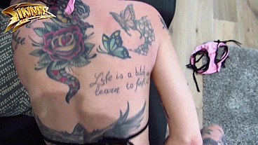 FILTHY TATTOOED SLUT EXCHANGES SEX FOR RENT
